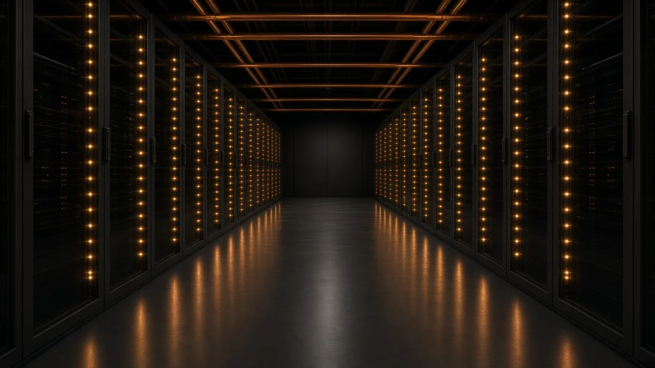 Visualization of a data center hall with server racks
